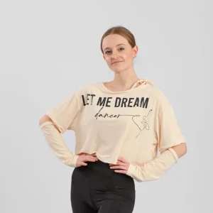 Tee-shirt de danse court PriDance – Tissu viscose, découpes aux coudes, coloris nude (167)