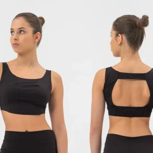 Crop top de danse dos nu PriDance – Forme corset, extensible et confortable, noir (176)